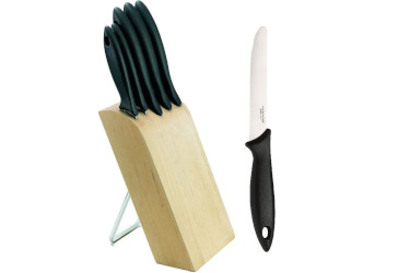 Fiskars Essential Zestaw 5 noży w bloku + nóż do pomidorów