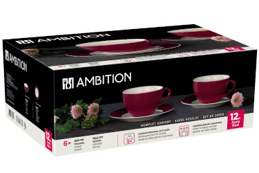 Ambition Komplet kawowy 12-elementowy AURA RED